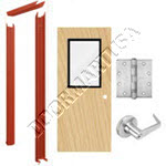 Knock Down Frame & Solid Core Economy Birch Wood Door with Vision Lite Cylindrical Unit