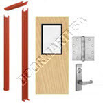 Knock Down Frame & Solid Core Commercial Birch Wood Door with Vision Lite Mortise Unit