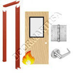 Knock Down Frame & Solid Core Economy Birch Wood Door with Vision Lite Cylindrical Unit - Fire Rated
