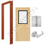 Welded Frame & Solid Core Commercial Birch Wood Door with Vision Lite Cylindrical Unit