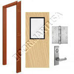 Welded Frame & Solid Core Commercial Birch Wood Door with Vision Lite Mortise Unit