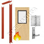 Knock Down Frame & Solid Core Architectural Birch Wood Door with Vision Lite Mortise Unit - Fire Rated