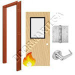 Welded Frame & Solid Core Architectural Birch Wood Door with Vision Lite Cylindrical Unit - Fire Rated