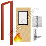 Welded Frame & Solid Core Architectural Birch Wood Door with Vision Lite Mortise Unit - Fire Rated